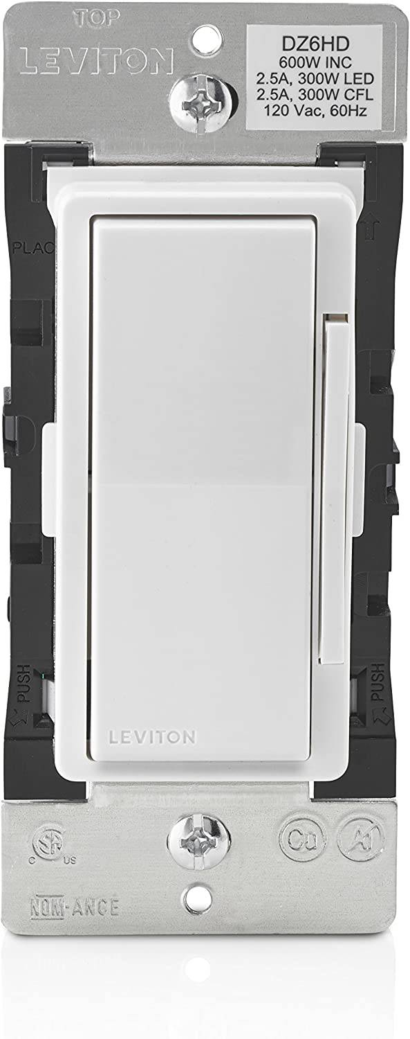 Leviton DZ6HD-1BZ Decora Smart 600W Atenuador con tecnología Z-Wave, marfil, paquete de 1, blanco/almendra claro - DIGVICE MX