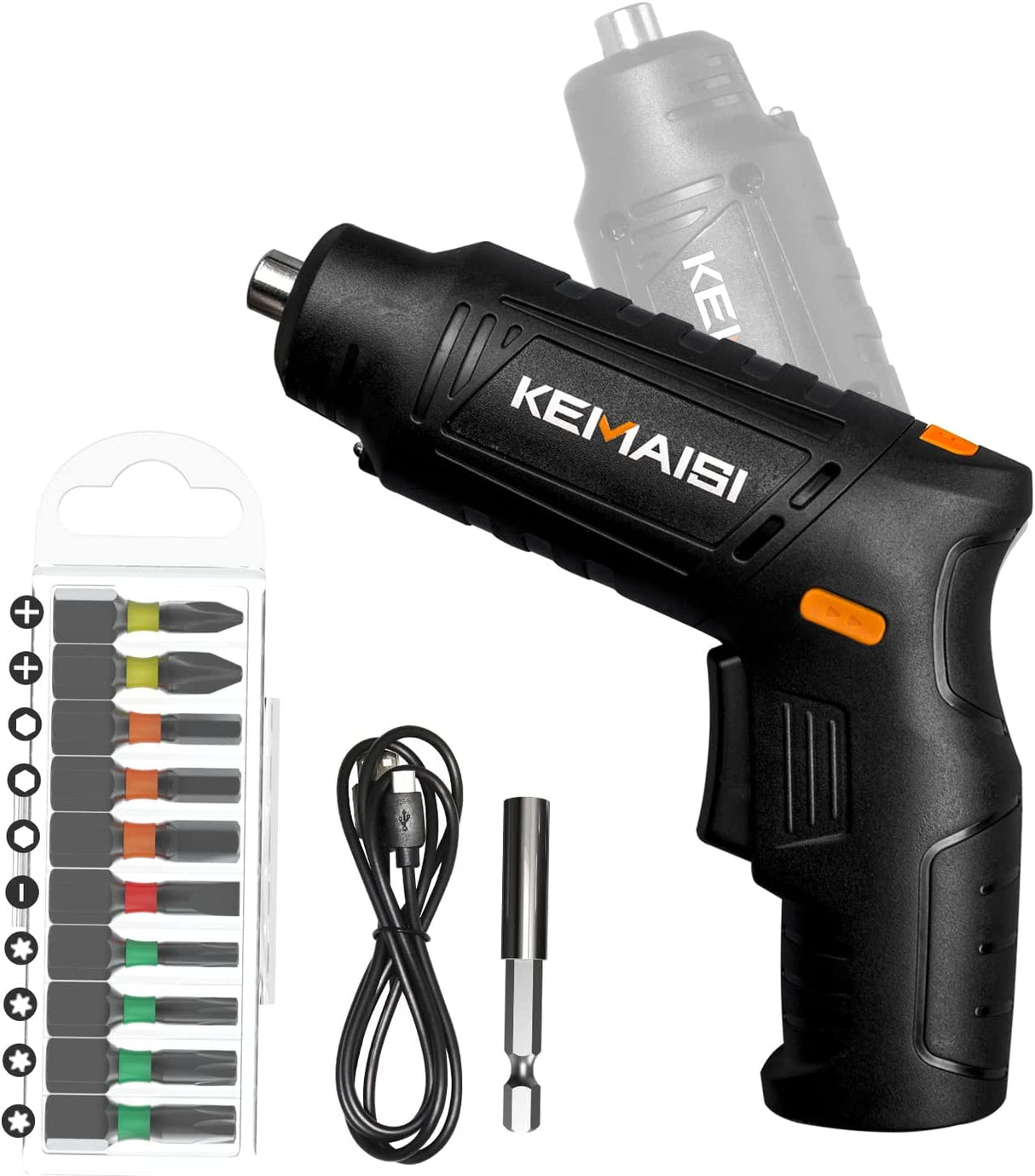 KEMAISI (13 en 1) Juegos de destornilladores eléctricos inalámbricos de 4,2 V con luz de trabajo LED, destornillador eléctrico recargable con batería de iones de litio de 2000 mAh, destornillador de posiciones de mango ajustable - DIGVICE MX