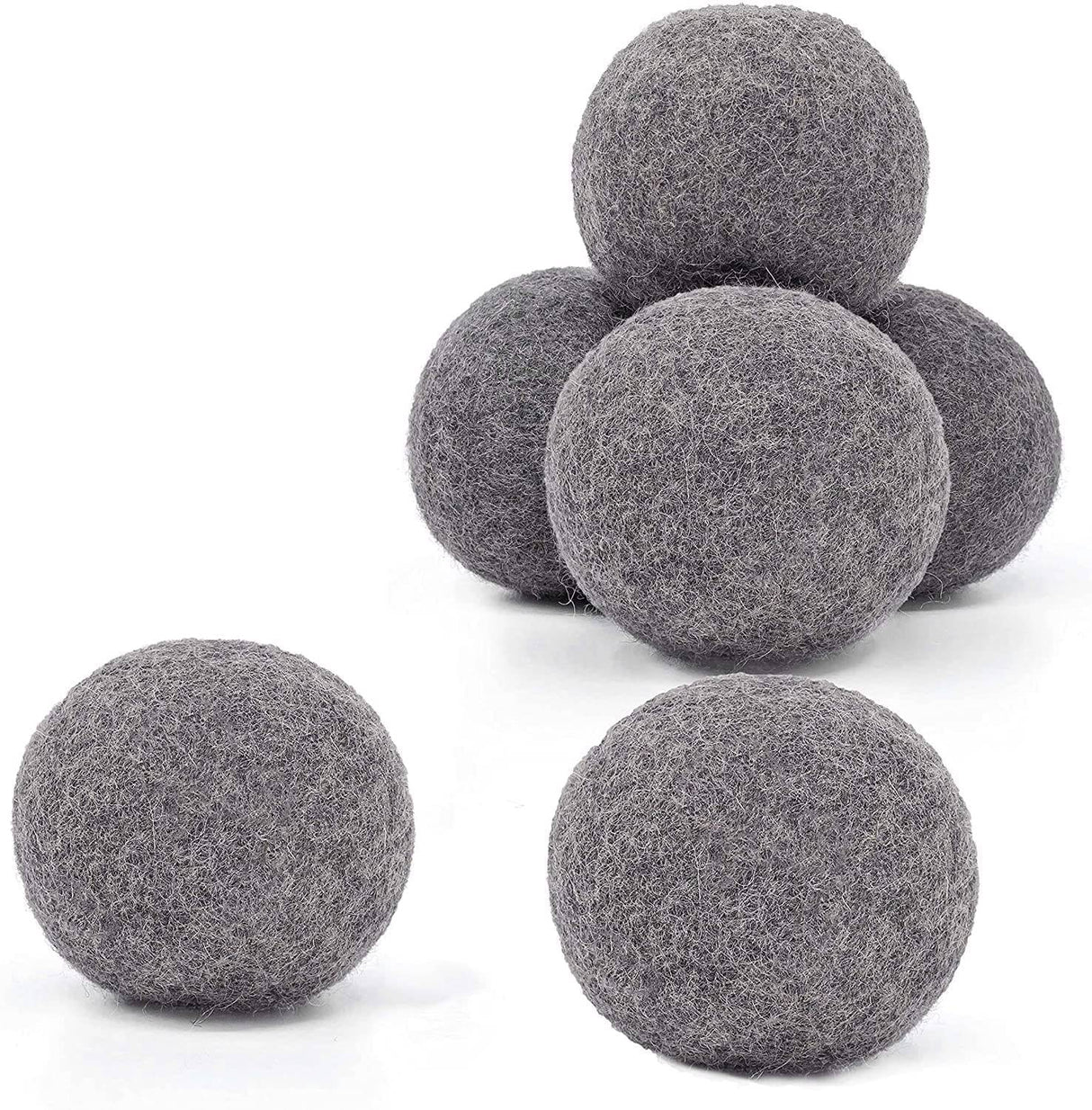 NREOY Ovillos de lana para secadora, paquete de 6, tamaño XL, 100 % lana orgánica de Nueva Zelanda, reutilizables y hechos a mano. Suavizante de telas natural, reduce las arrugas y disminuye el tiempo de secado (gris) - DIGVICE MX
