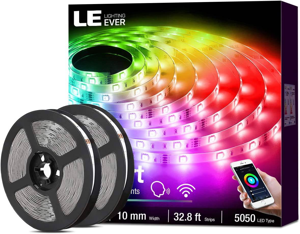 LE LED Tira de luces, WiFi Smart 32.8 pies tiras LED que cambian de color, SMD 5050 LED cuerda de luz, aplicación y control remoto, cinta de luz para dormitorio, hogar y cocina - DIGVICE MX