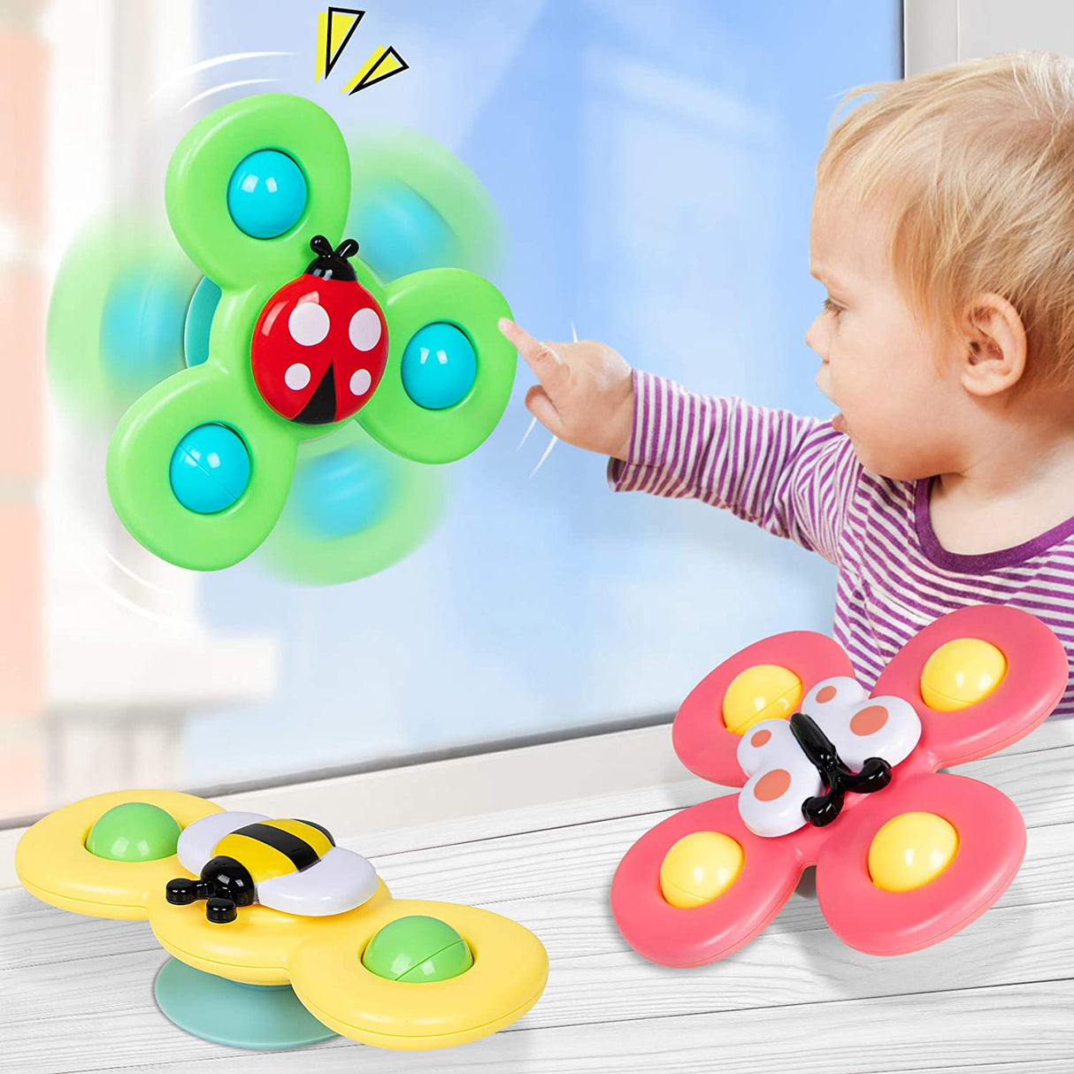 Juguetes giratorios con ventosa para niños de 1 año, juguetes giratorios  para bebés de 12 a 18 meses, regalos de primer cumpleaños de Navidad para