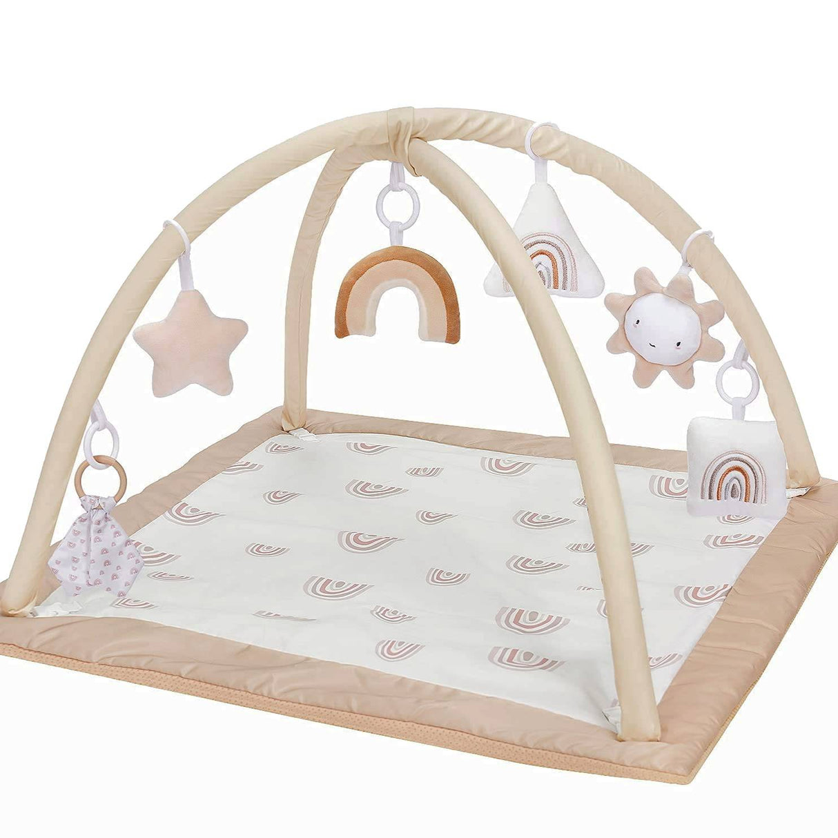 Mallify - Centro de actividades de gimnasio para bebés lavable con tapete de juego, tapetes de desarrollo temprano arcoíris, 6 juguetes para bebés y niños pequeños, más grandes, antideslizantes - DIGVICE MX