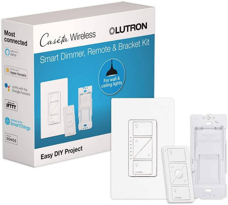 Lutron Caseta Smart Home Dimmer Switch y Pico Remote Kit, funciona con Alexa, Apple HomeKit y Google Assistant | P-PKG1WB-WH | Blanco - DIGVICE MX
