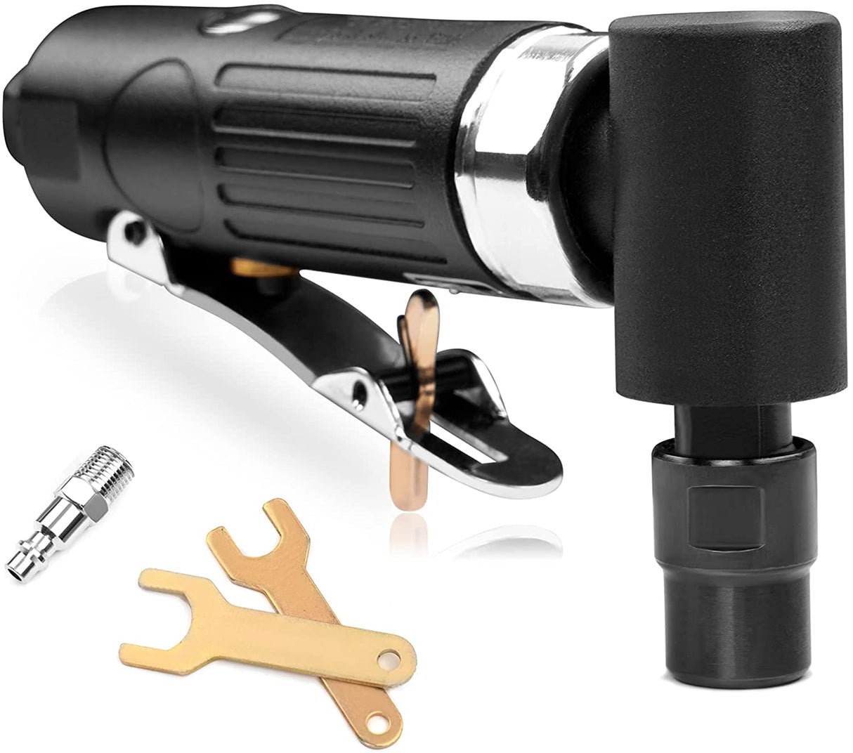 YON.SOU. Amoladora de troquel de aire - 1/4", ángulo recto, 20 000 RPM, potencia neumática, bloqueo de seguridad, 90 grados, mini, amoladora de troquel en ángulo para moler, pulir, cortar y más - DIGVICE MX