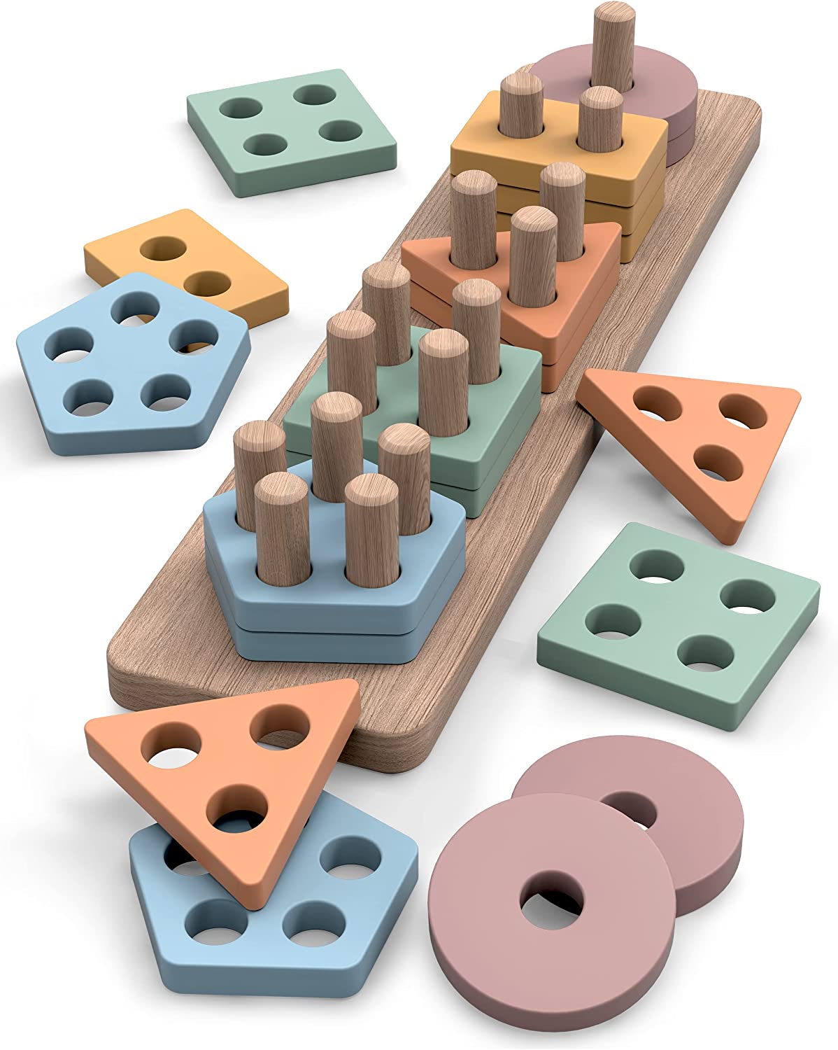 GOPO TOYS Juguetes Montessori Juguetes de clasificación y apilamiento de madera para niños - B09HN4SW88