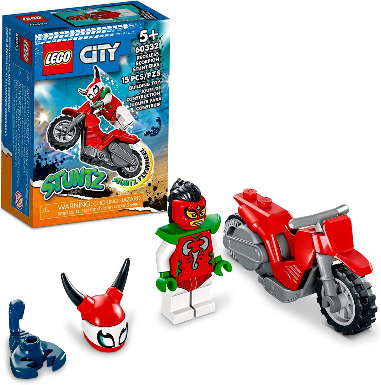 LEGO City Stuntz Reckless Scorpion Stunt Bike 60332  (15 piezas)