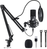 MAONO Micrófono USB, 192KHZ/24Bit Plug & Play PC Computadora Podcast Condensador Cardioide Kit de micrófono de metal con chipset de sonido profesional para grabación, juegos, canto, YouTube (AU-A04)