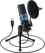 TONOR Micrófono USB, condensador cardioide para computadora, micrófono para juegos de PC con soporte de trípode y filtro pop para transmisión, podcasting, grabación de voz, compatible con computadora portátil de escritorio con Windows, TC-777