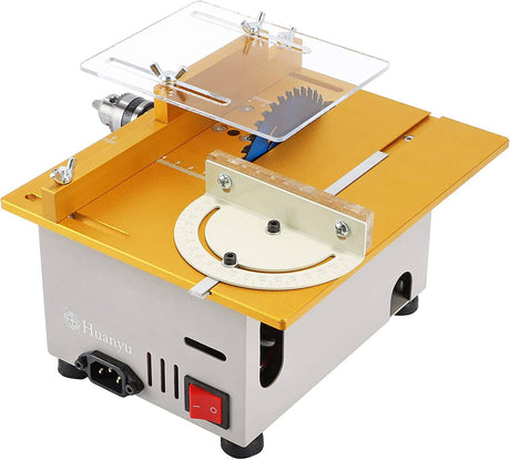 Huanyu Mini Sierra de mesa Mejorada 300W 9000RPM multifuncionales de precisión Torno de carpintería Banco de pulido Modelo de hoja ajustable hecho a mano, portátil eléctrica para manualidades de bricolaje - DIGVICE MX