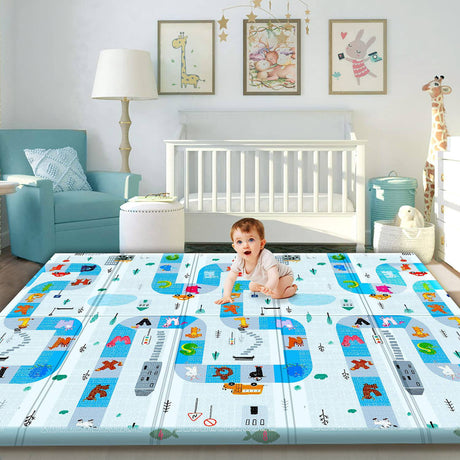 Gimars XL - Tapete de juego para bebé plegable, reversible, de 0,6 pulgadas de grosor, resistente al agua, para piso de espuma, para gatear, portátil, para bebés, niños pequeños, niños, uso en interiores y exteriores - DIGVICE MX