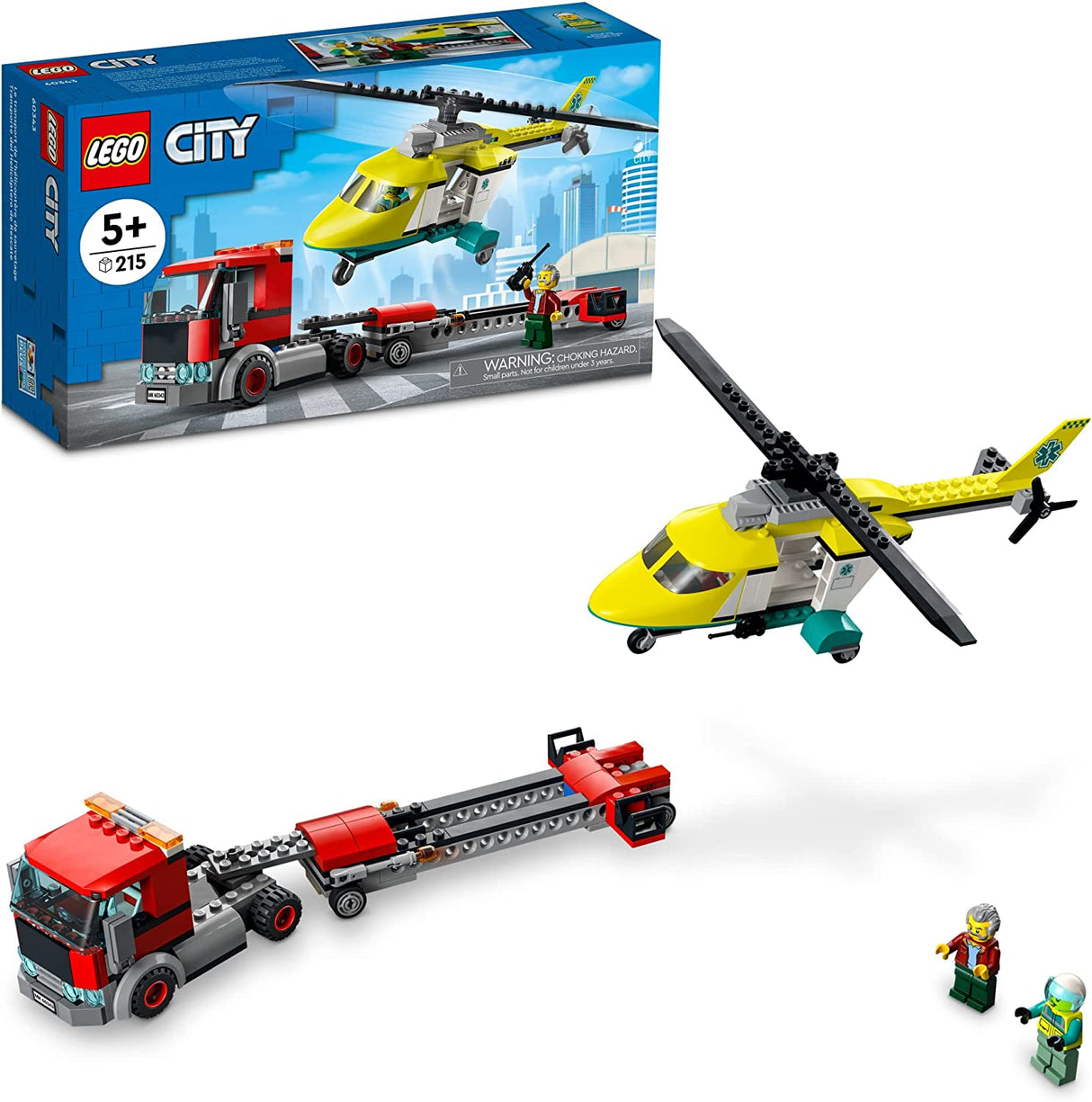 LEGO City Great Vehicles Rescue Helicopter Transport 60343  (215 piezas)