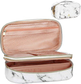 Relavel - Estuche de maquillaje 2 capas para brochas de maquillaje (patrón de mármol blanco)