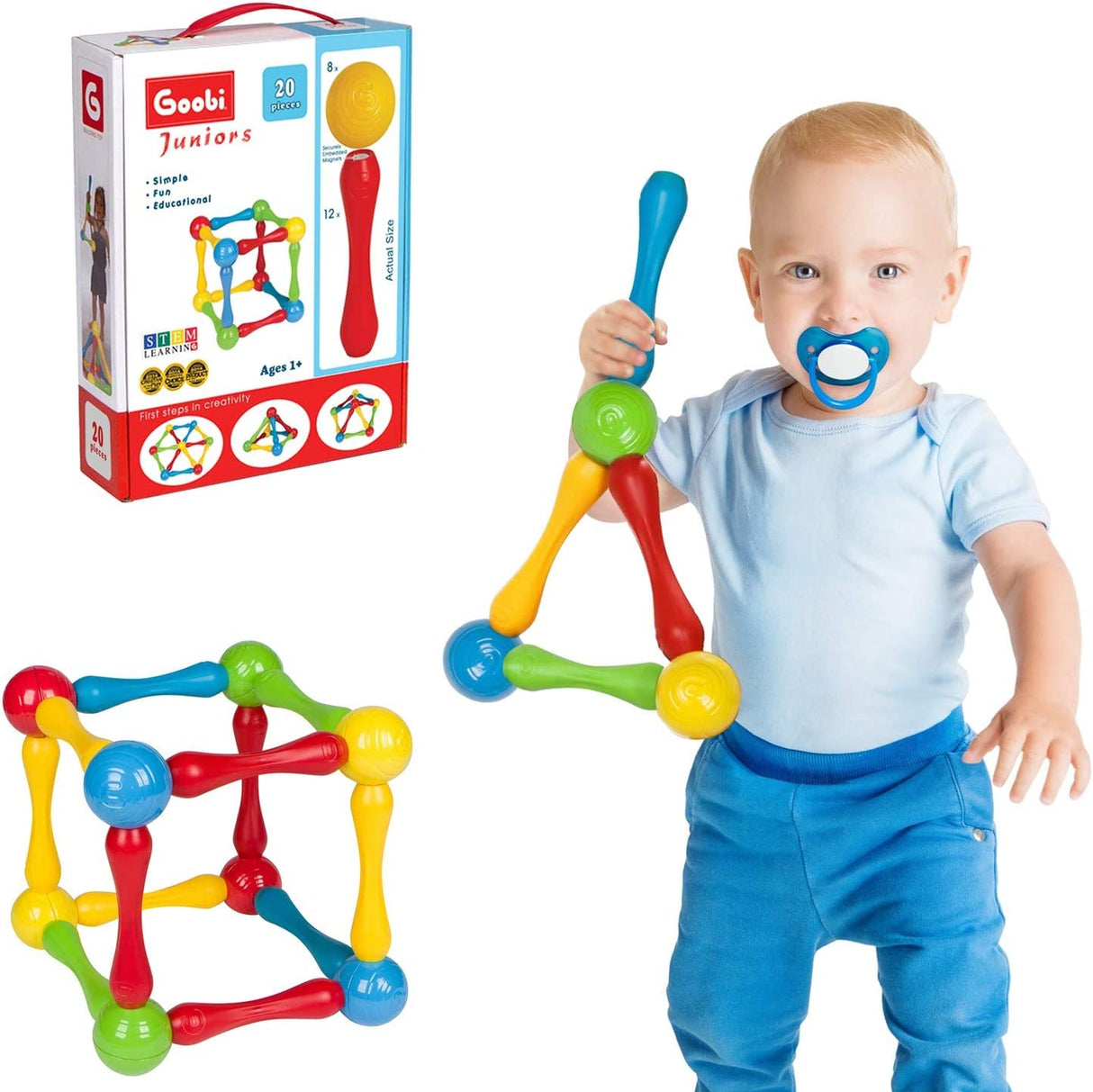 Goobi Juego de construcción de 20 piezas Bloques de construcción grandes Palos de juego de desarrollo STEM Aprendizaje - GJ-20