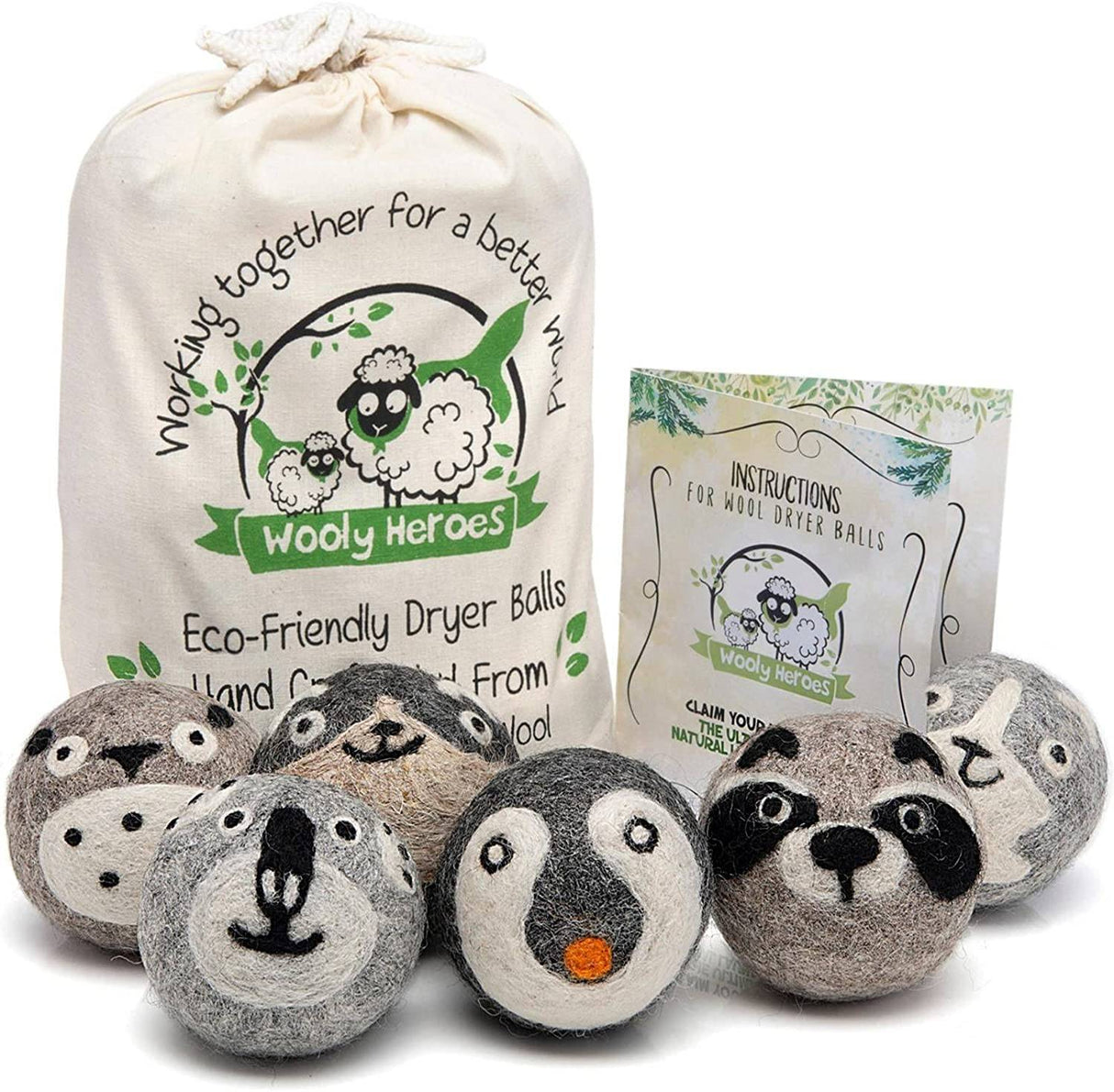 Wooly Heroes Bolas para secadora - 100 % lana orgánica - Sostenible y respetuosa con el medio ambiente - Seca 1000 cargas - DIGVICE MX