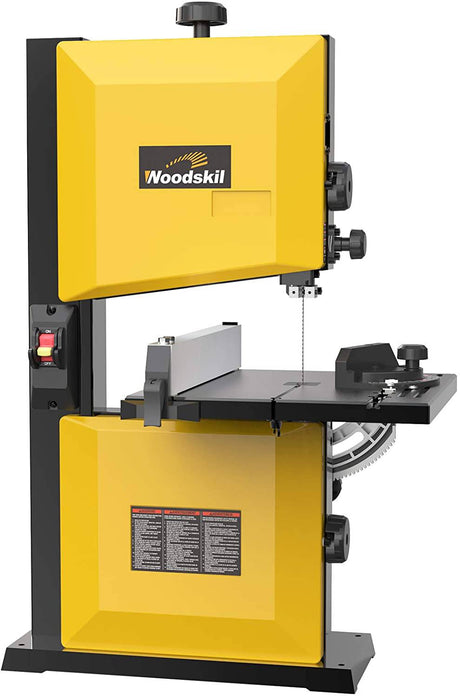 Sierra de cinta Woodskil 3A de 9 pulgadas, motor de inducción de bajo ruido de 2500FPM y 1720RPM, sierra de cinta antivibración con base de acero y mesa de aluminio fundido, llave de seguridad extraíble, sierra de cinta de banco con guía - DIGVICE MX
