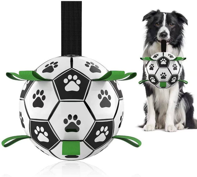 QDAN - Juguetes para perros Balón de fútbol con lengüetas de agarre, j –  Digvice