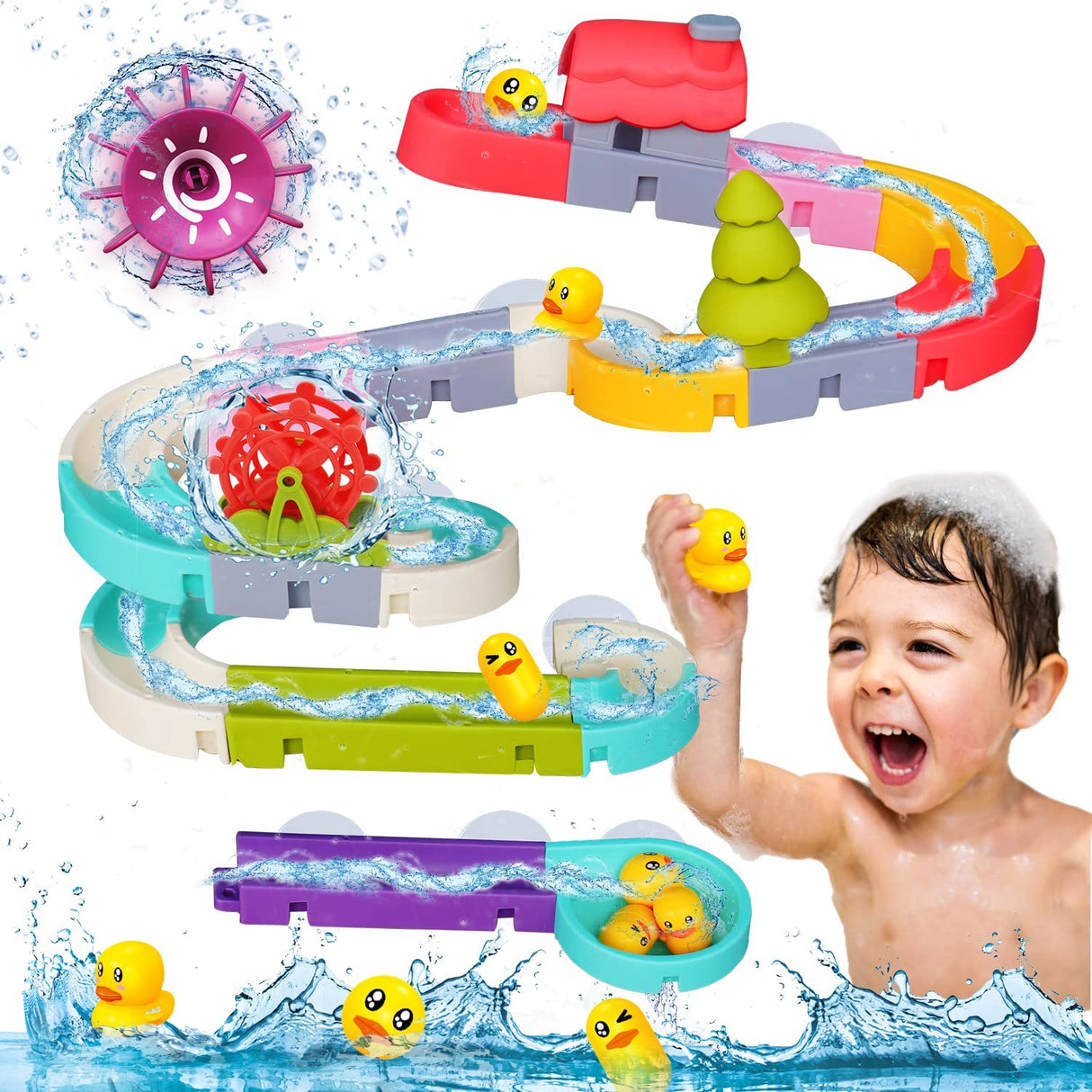 Qirptey - 46 piezas de juguetes de baño para niños pequeños, juguetes de ducha para bebés - B09XHJPX94