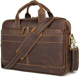 Augus  - Bolso de mensajero de cuero para hombres Mochila de viaje vintage Maletín para computadora portátil de 17 pulgadas Bolsos de hombro