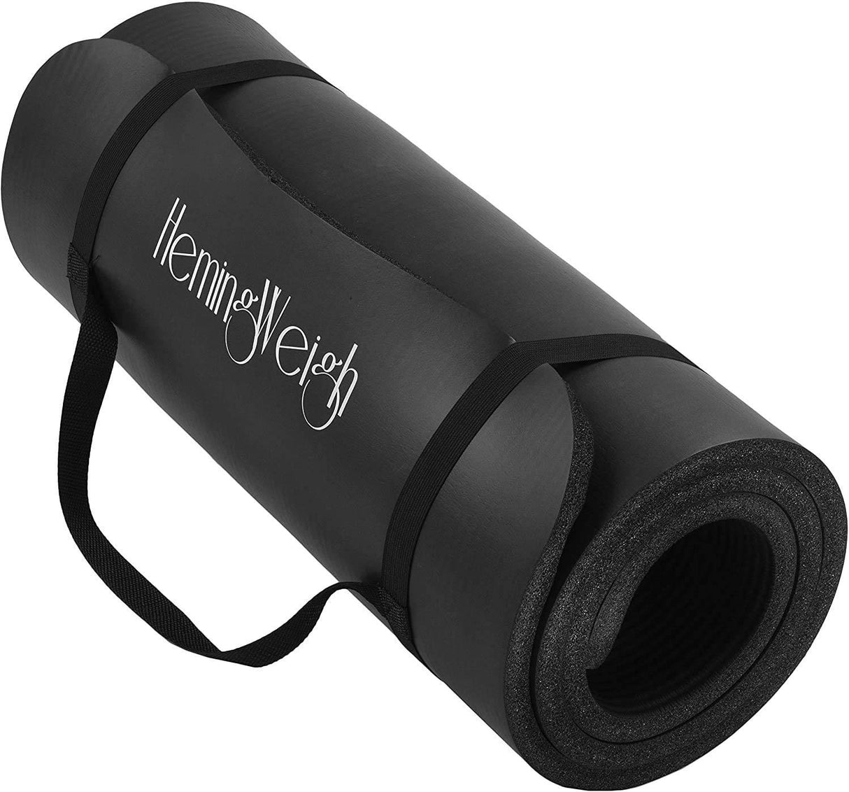 HemingWeigh - Esterilla de yoga de 1 pulgada de grosor, extra gruesa, antideslizante, para uso en interiores y exteriores, color negro