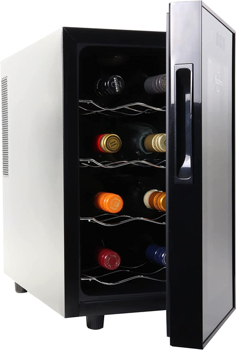 Koolatron  - Enfriador de vino de 8 botellas, negro, refrigerador de vino termoeléctrico, 0.8 cu. ft. (23L), Refrigerador independiente para vinos de la serie Urban, almacenamiento de vino - DIGVICE MX
