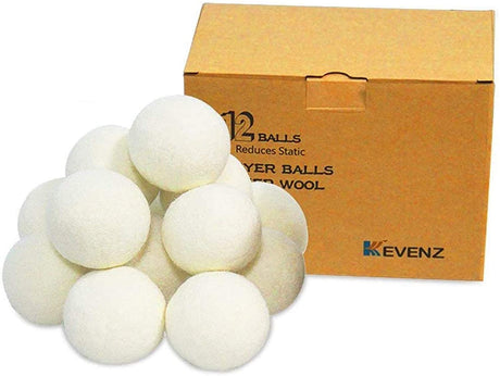 Kevenz Paquete de 12 bolas de secado de lana australiana XL Premium, suavizante de tela natural orgánico reutilizable y bola reductora de estática (blanco, paquete de 12) - DIGVICE MX