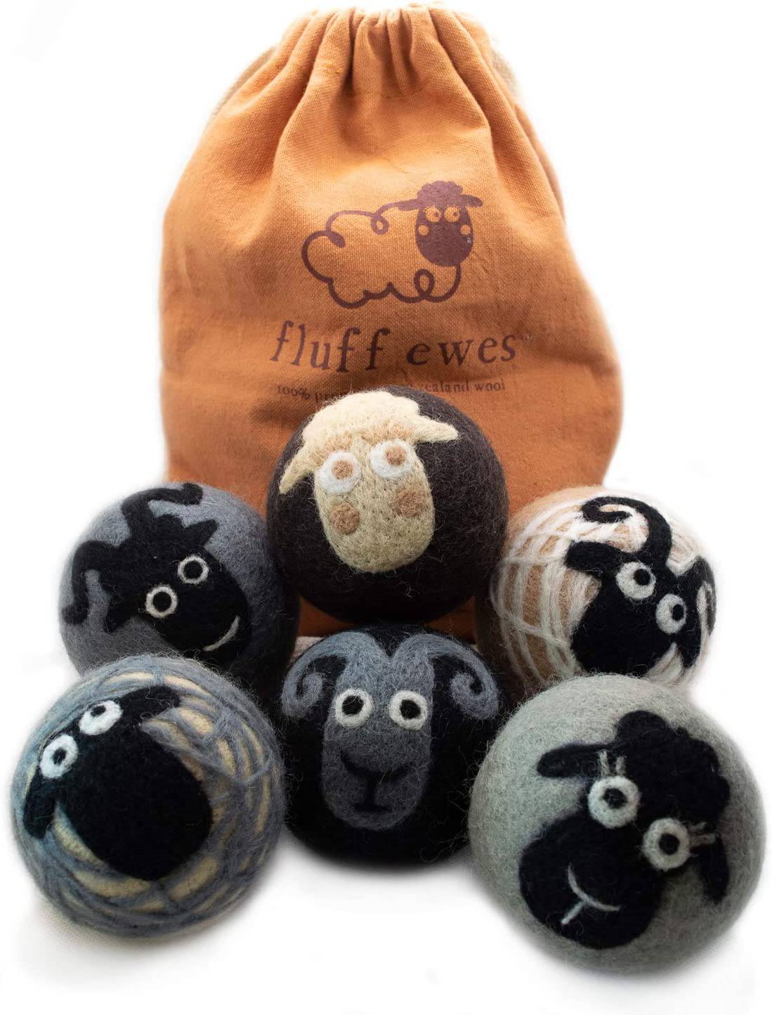 Fluff Ewes Bolas de secadora de lana reutilizables hechas a mano de Nueva Zelanda para la colada, alternativa antiestática al suavizante de tela líquido, bolas de secadora de plástico o hojas de secadora, juego de 6 unidades - DIGVICE MX