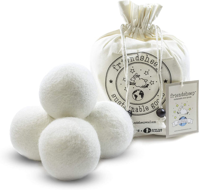 Friendsheep Bolas de lana para secadora, paquete de 4 XL, orgánico, premium, reutilizable, libre de crueldad, hecho a mano, comercio justo, sin pelusa, suavizante de tela, color blanco - DIGVICE MX