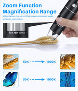 T TAKMLY Microscopio digital inalámbrico de mano USB HD Cámara de inspección 50x-1000x Ampliación con soporte Compatible con iPhone, iPad, Samsung Galaxy, Android, Mac, computadora con Windows