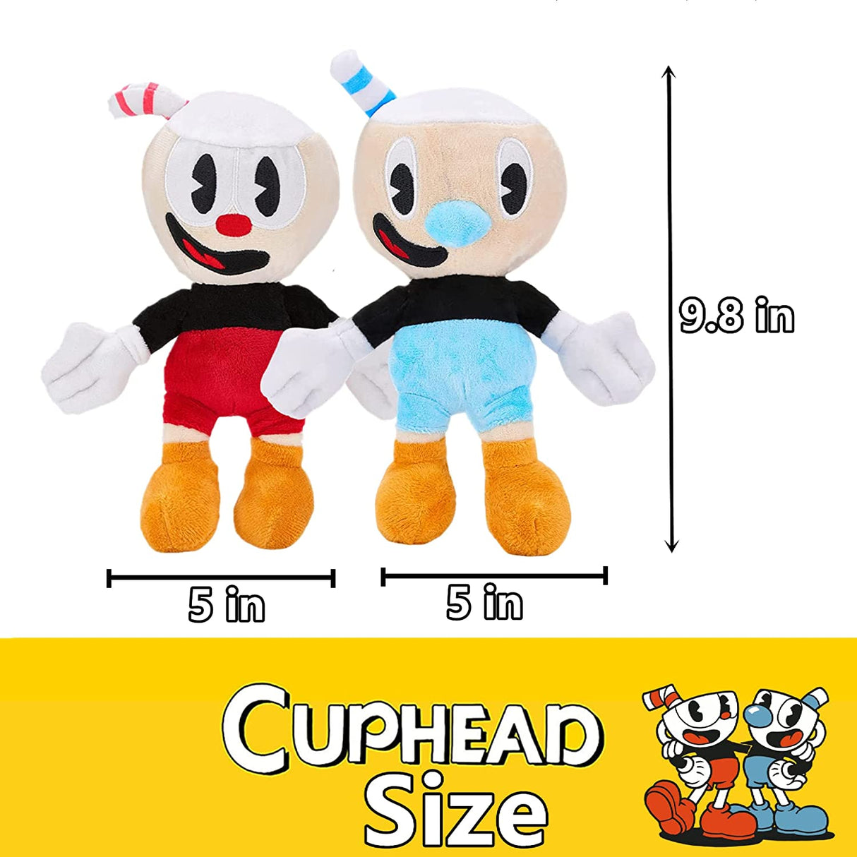 Cuphead Plush Mugman Game Doll Toys 9.8 Rojo + Azul