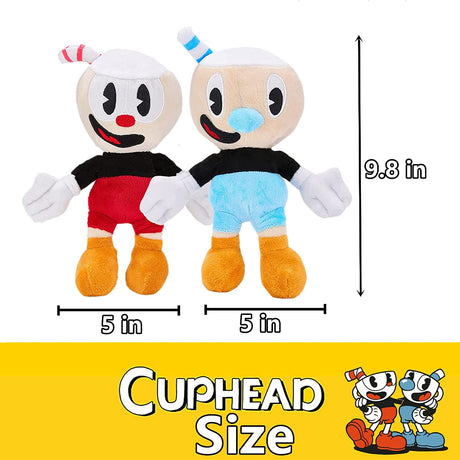 Cuphead Plush Mugman Game Doll Toys 9.8 Rojo + Azul