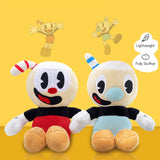Cuphead Plush Mugman Game Doll Toys 9.8 Rojo + Azul