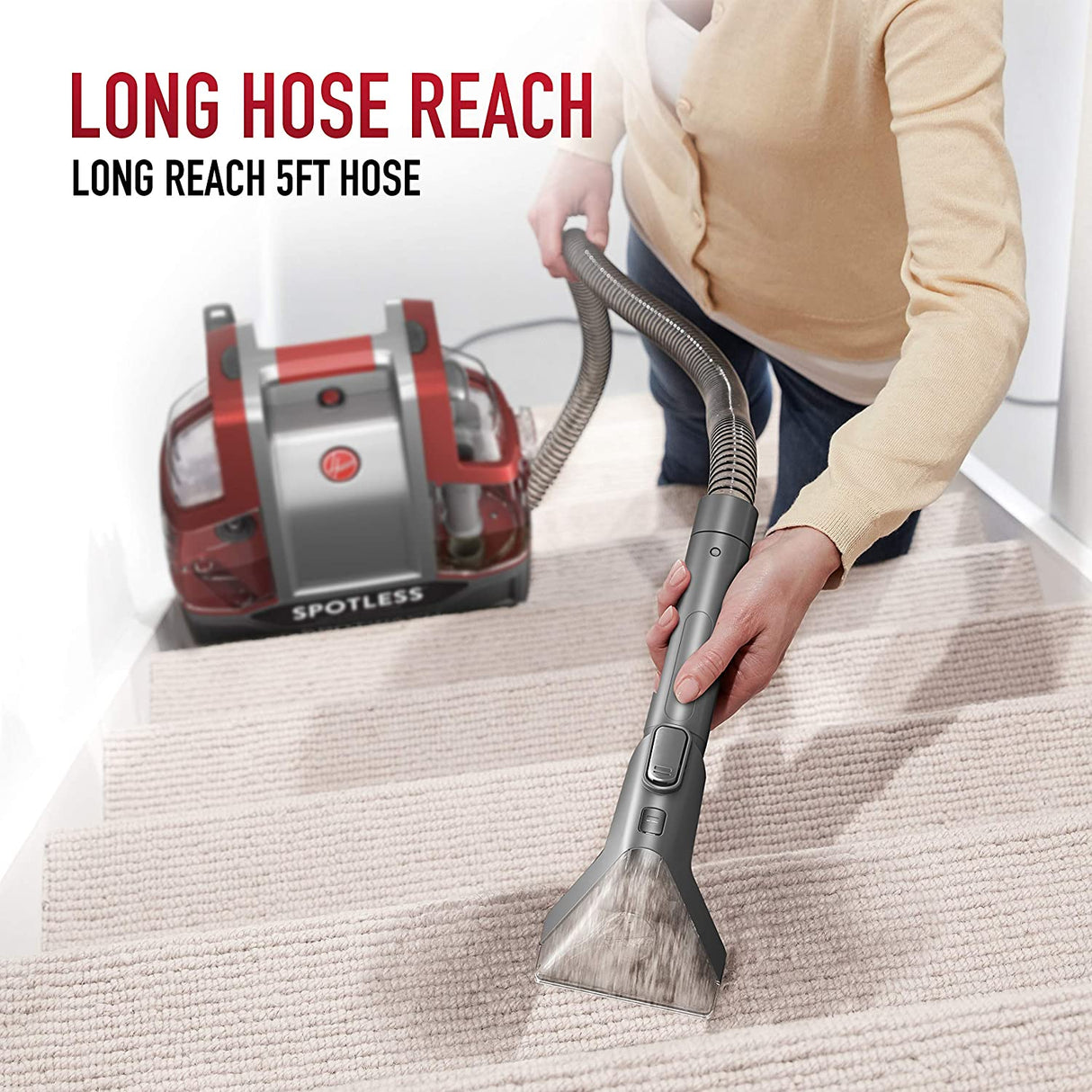 Hoover Spotless - Limpiador portátil para alfombras y tapicería, FH11300PC, rojo