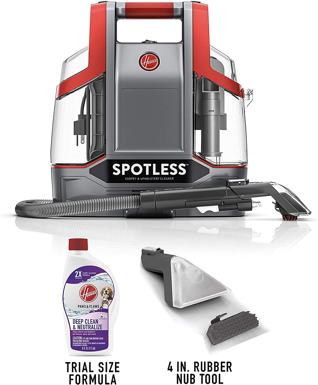 Hoover Spotless - Limpiador portátil para alfombras y tapicería, FH11300PC, rojo