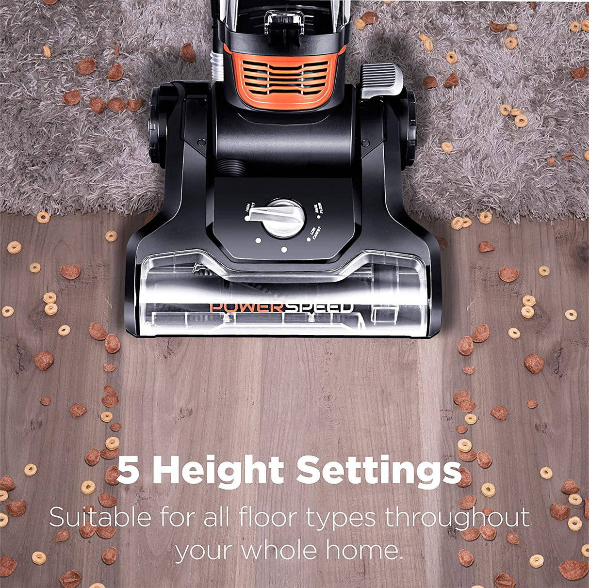 Eureka PowerSpeed Aspiradora vertical potente y liviana para alfombras y pisos duros, foco turbo con herramienta para mascotas, naranja - DIGVICE MX