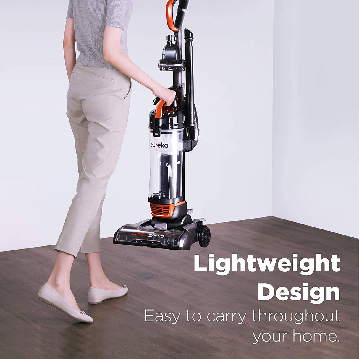 Eureka PowerSpeed Aspiradora vertical potente y liviana para alfombras y pisos duros, foco turbo con herramienta para mascotas, naranja - DIGVICE MX