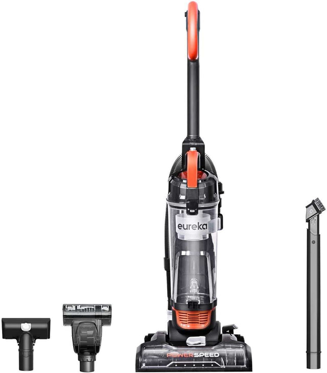 Eureka PowerSpeed Aspiradora vertical potente y liviana para alfombras y pisos duros, foco turbo con herramienta para mascotas, naranja - DIGVICE MX