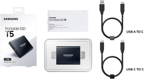 SAMSUNG T5 SSD portátil 1TB - Hasta 540MB/s - Unidad externa de estado sólido USB 3.1, negra (MU-PA1T0B/AM)