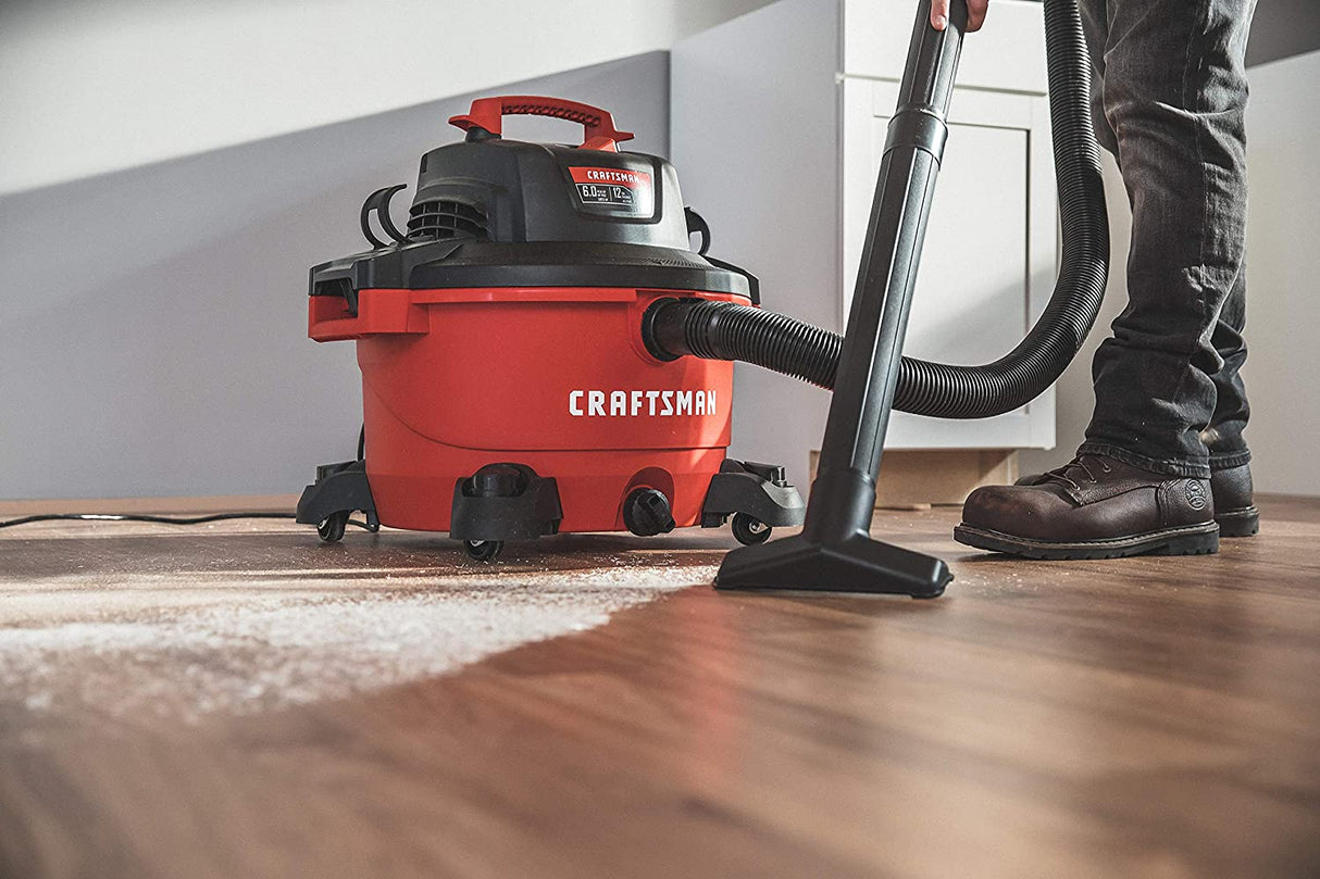 CRAFTSMAN CMXEVBE17594 Aspiradora portátil para uso en seco/húmedo de 12 galones, 6.0 HP de pico, con accesorios