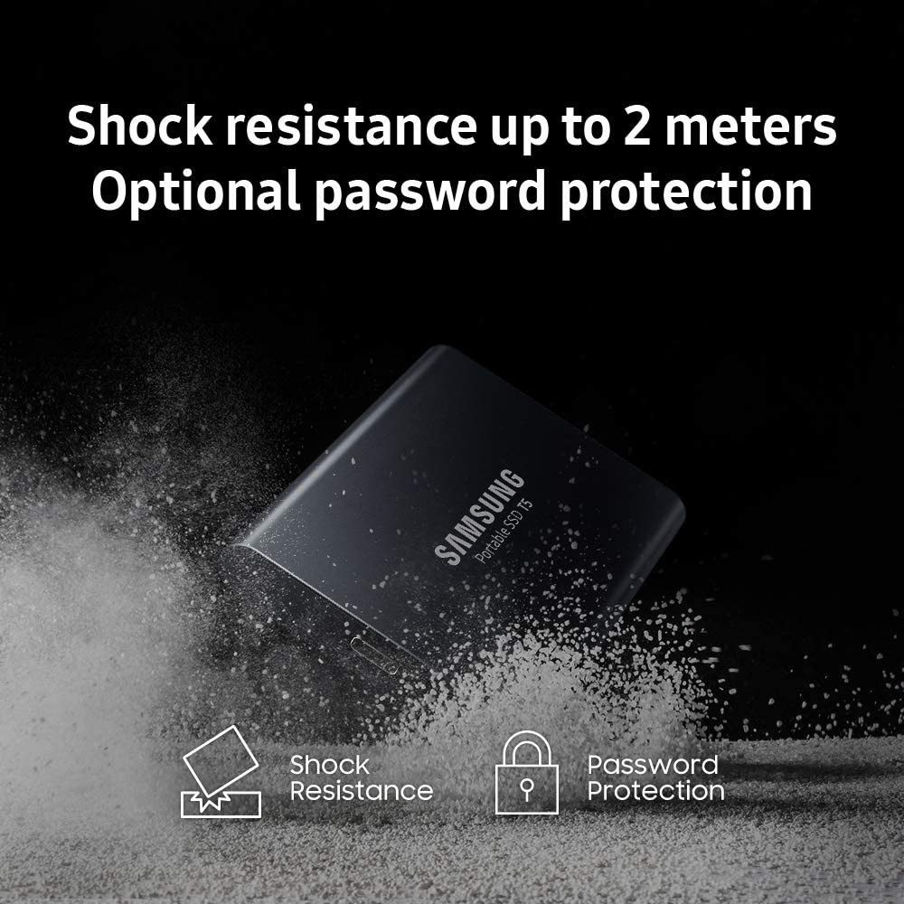 SAMSUNG T5 SSD portátil 1TB - Hasta 540MB/s - Unidad externa de estado sólido USB 3.1, negra (MU-PA1T0B/AM)