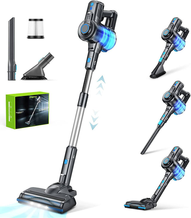 Aspiradora Oraimo Stick, aspiradora inalámbrica con autosoporte, aspiradora inalámbrica con batería desmontable de 35 minutos de funcionamiento, aspiradora liviana 4 en 1 con LED para piso de madera dura, alfombra, baldosas de mármol - DIGVICE MX