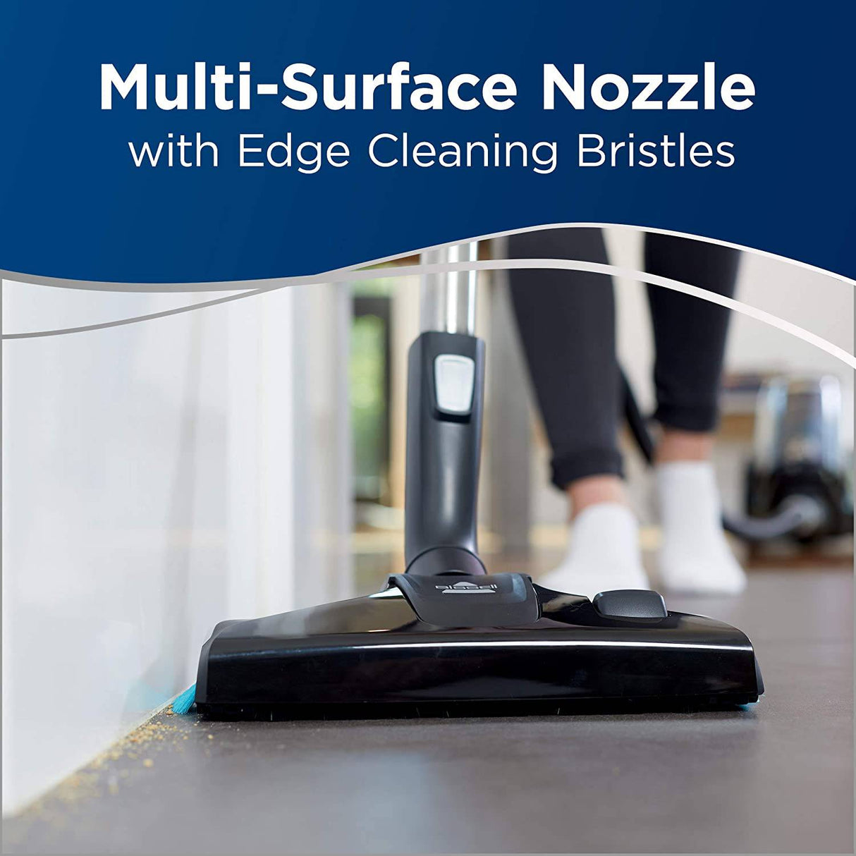 Aspiradora con recipiente SmartClean de BISSELL, 2268, negra con detalles en blanco perla/azul eléctrico