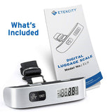 Etekcity Báscula de equipaje, peso de maleta de mano portátil digital para viajes con pintura de goma, sensor de temperatura, 110 libras, batería incluida - DIGVICE MX
