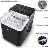 Máquina para hacer hielo portátil ULIT, máquina para hacer hielo para encimera, máquina para hacer cubitos de hielo con función de autolimpieza, hacer hielo de 26 libras en 24 horas, con cuchara para hielo y cesta (negro) - DIGVICE MX