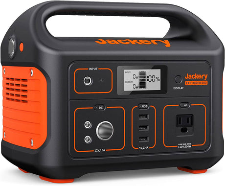 Jackery Portable Power Station Explorer 500, 518Wh Generador solar para exteriores Paquete de batería de litio móvil con salida de CA de 110 V/500 W (panel solar opcional) para viaje por carretera Camping, Aventura al aire libre - DIGVICE MX