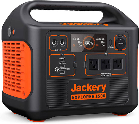 Jackery Portable Power Station Explorer 1500, generador portátil de 1534 Wh con 3 salidas de CA de 110 V/1800 W, para acampar al aire libre en RV/van, Overlanding - DIGVICE MX