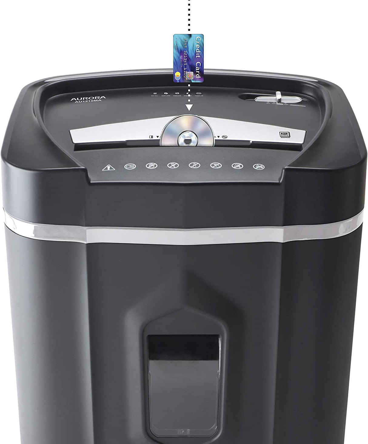 Trituradora Aurora AU1210MA de alta seguridad de grado profesional, papel microcortado de 12 hojas/CD y tarjeta de crédito/tiempo de funcionamiento continuo de 60 minutos