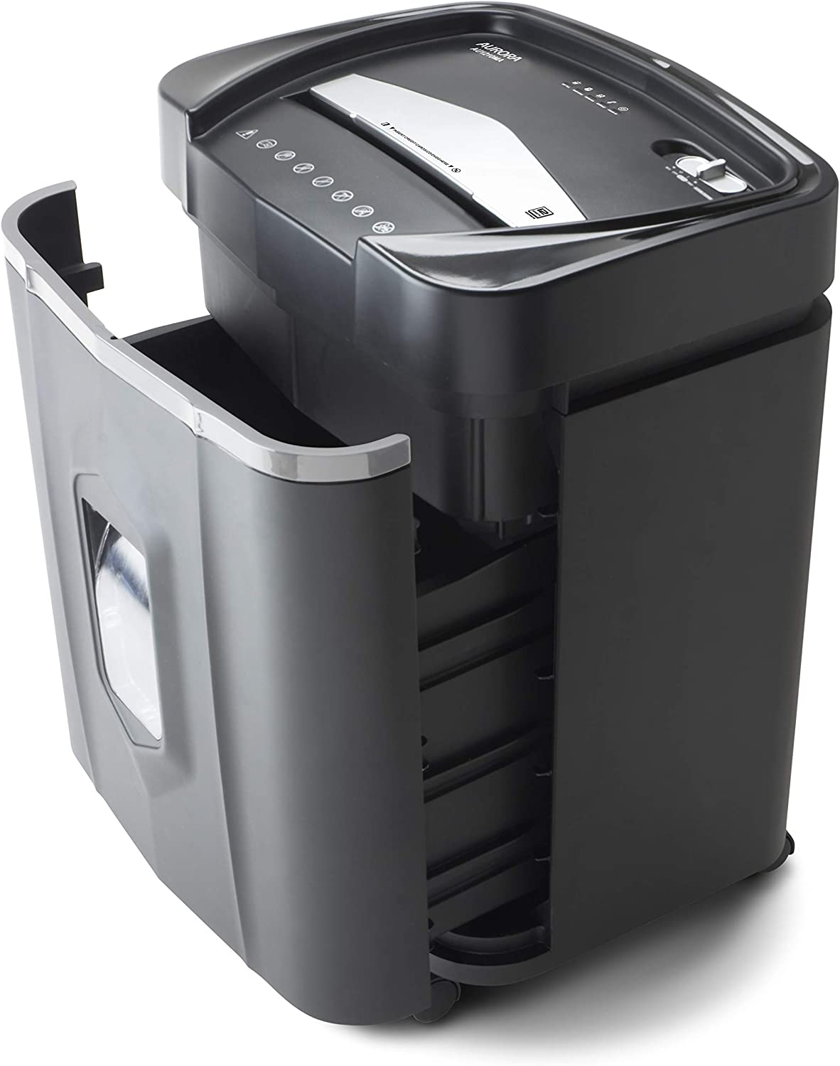 Trituradora Aurora AU1210MA de alta seguridad de grado profesional, papel microcortado de 12 hojas/CD y tarjeta de crédito/tiempo de funcionamiento continuo de 60 minutos