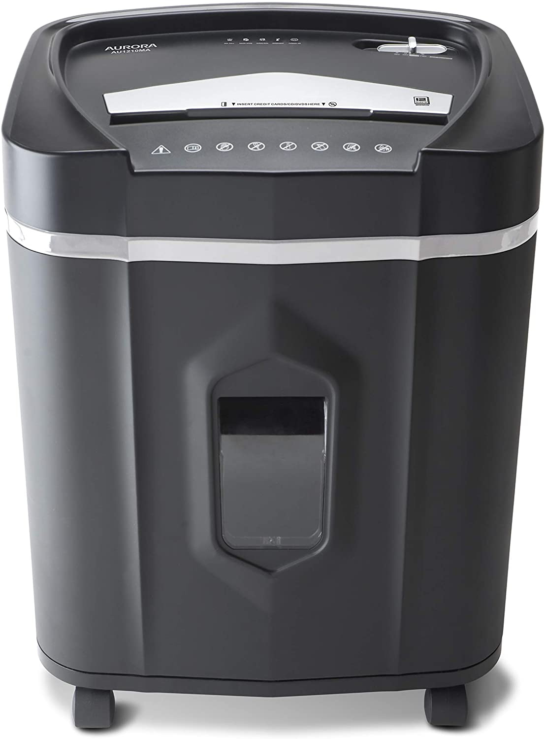 Trituradora Aurora AU1210MA de alta seguridad de grado profesional, papel microcortado de 12 hojas/CD y tarjeta de crédito/tiempo de funcionamiento continuo de 60 minutos