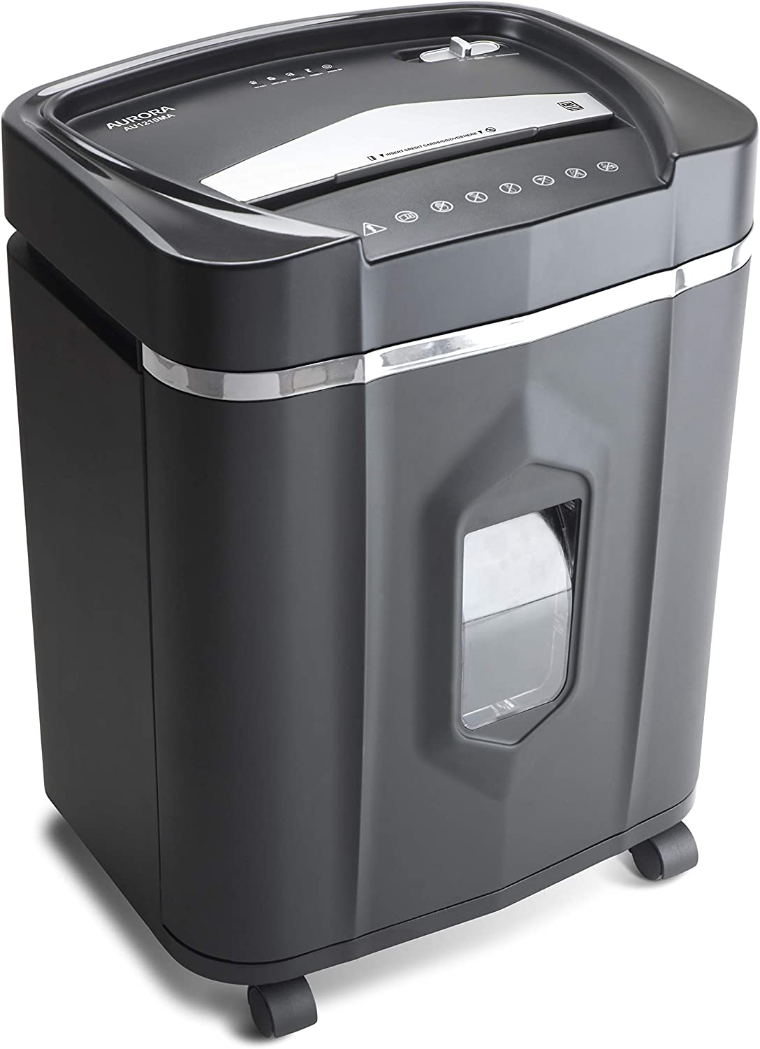 Trituradora Aurora AU1210MA de alta seguridad de grado profesional, papel microcortado de 12 hojas/CD y tarjeta de crédito/tiempo de funcionamiento continuo de 60 minutos