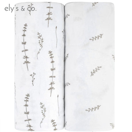 Ely's & Co - Juego de sábanas Pack n Play, 100 % algodón de punto, color gris bosque floral y hojas - DIGVICE MX